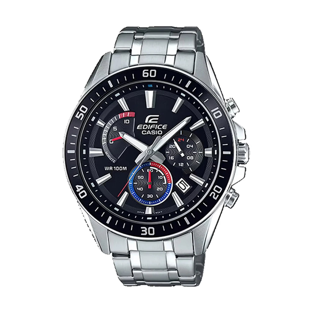 CASIO EFR-552D Mens Watch, Stainless Steel Metal Band, Triple Chronograph Sub-Dials, 100M Waterproof Analog Quartz Watch