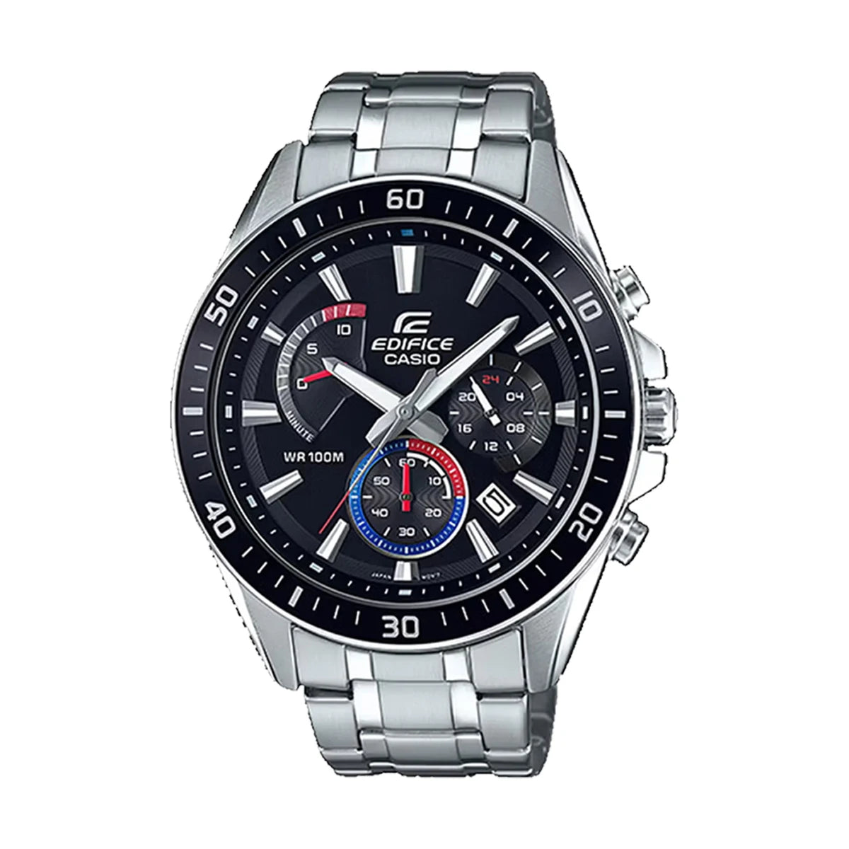 CASIO EFR-552D Mens Watch, Stainless Steel Metal Band, Triple Chronograph Sub-Dials, 100M Waterproof Analog Quartz Watch