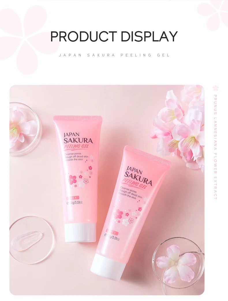 LAIKOU Japan Sakura Peeling Gel Gentle Exfoliating Dead Skin Remover Brightening Face Scrub