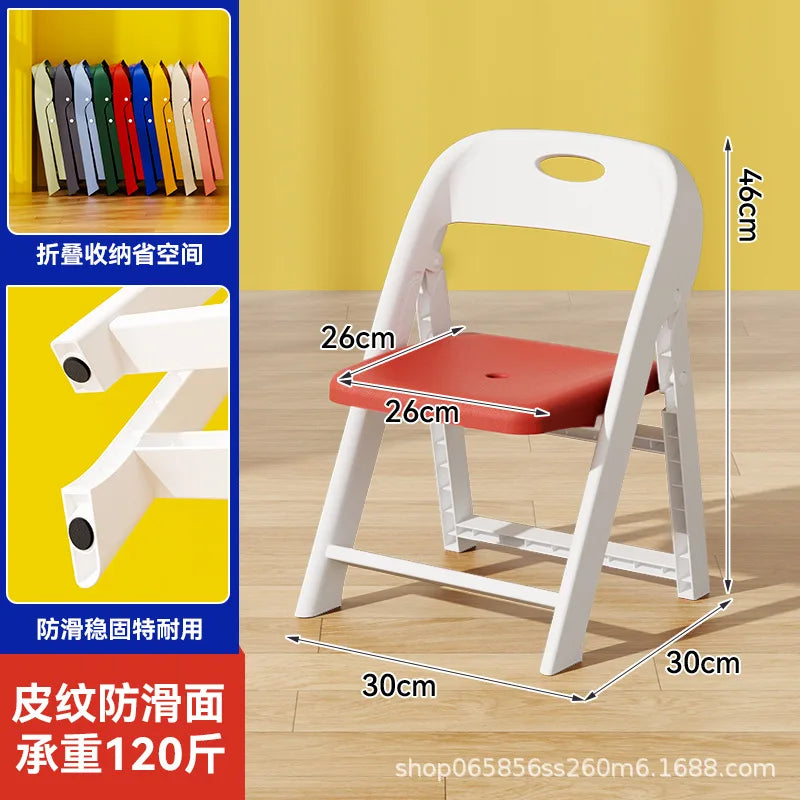 Folding Back Chair Small Bench Household Children's Non-slip Stool Thickened Living Room Shoe Changing Stool Kindergarten Chair