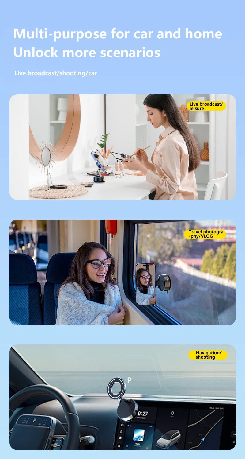 Phone Holder 360°Rotation Magnetic Car Mechanical Stand Vacuum Suction Cup Adsorption Bracket Navigation Universal Holder
