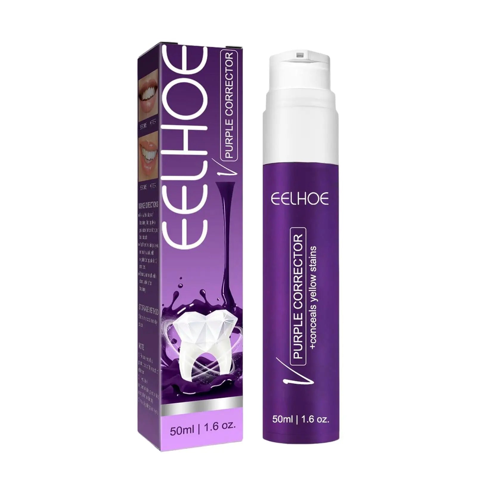Purple Whitening Toothpaste Brightness Reduce Yellowing Teeth Whitening Colour Corrector Correct Yellow 50ml for Sensitive Teeth