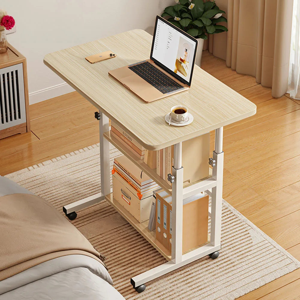 Height Adjustable Mobile Table Overbed Desk with Wheels Multi Color