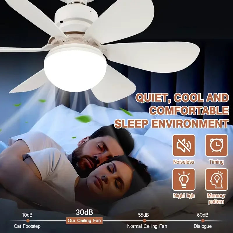 30W White Multifunctional Flower Shaped Ceiling Fan Light with Remote Dimming Function Suitable for Living Room Study ＆ Home Use