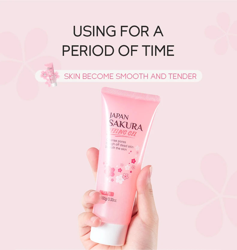 LAIKOU Japan Sakura Peeling Gel Gentle Exfoliating Dead Skin Remover Brightening Face Scrub