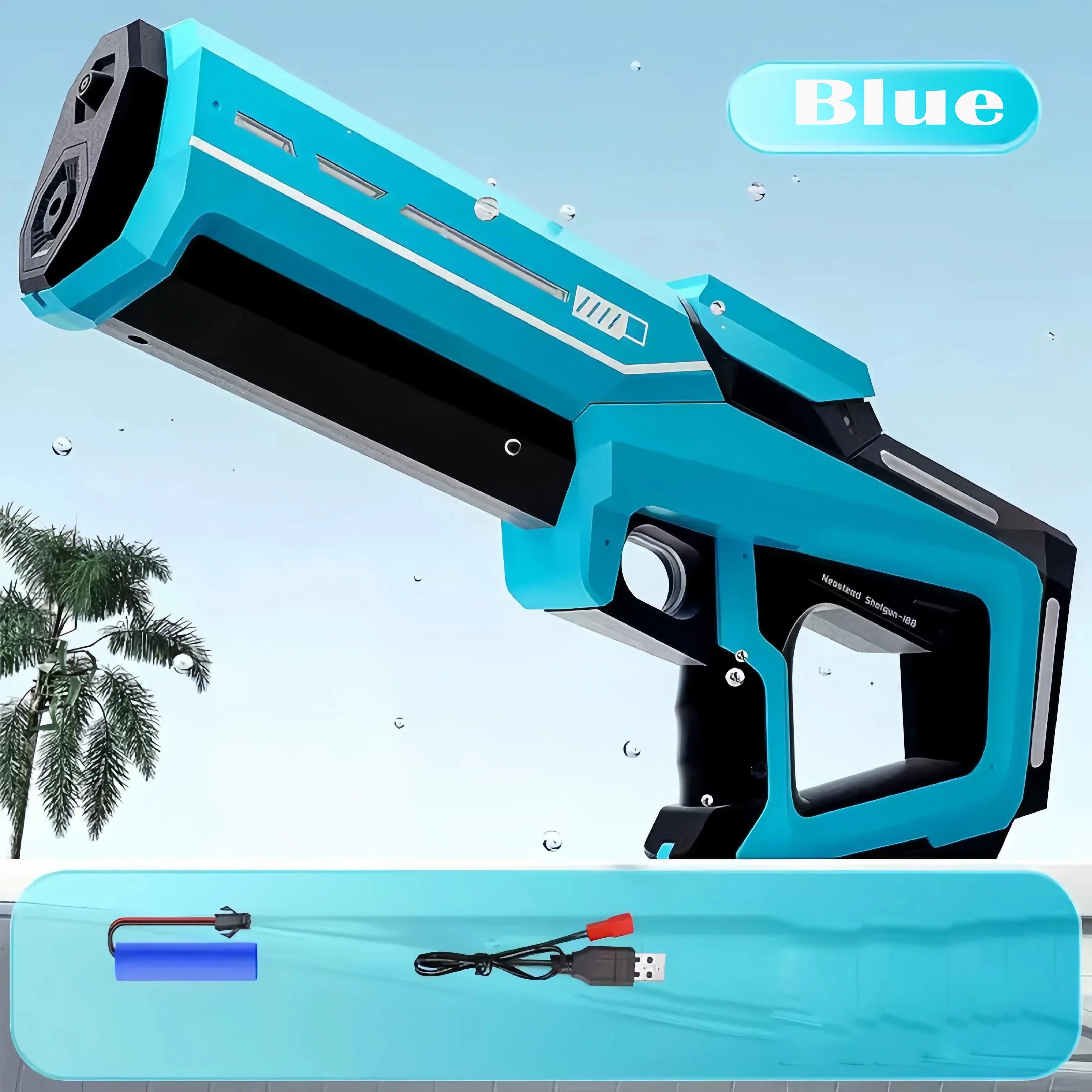 43cm Full Electric Automatic Water Storage Gun Toys Portable Children Summer Beach Outdoor Fight Fantasy Toys for Boys Kids Game