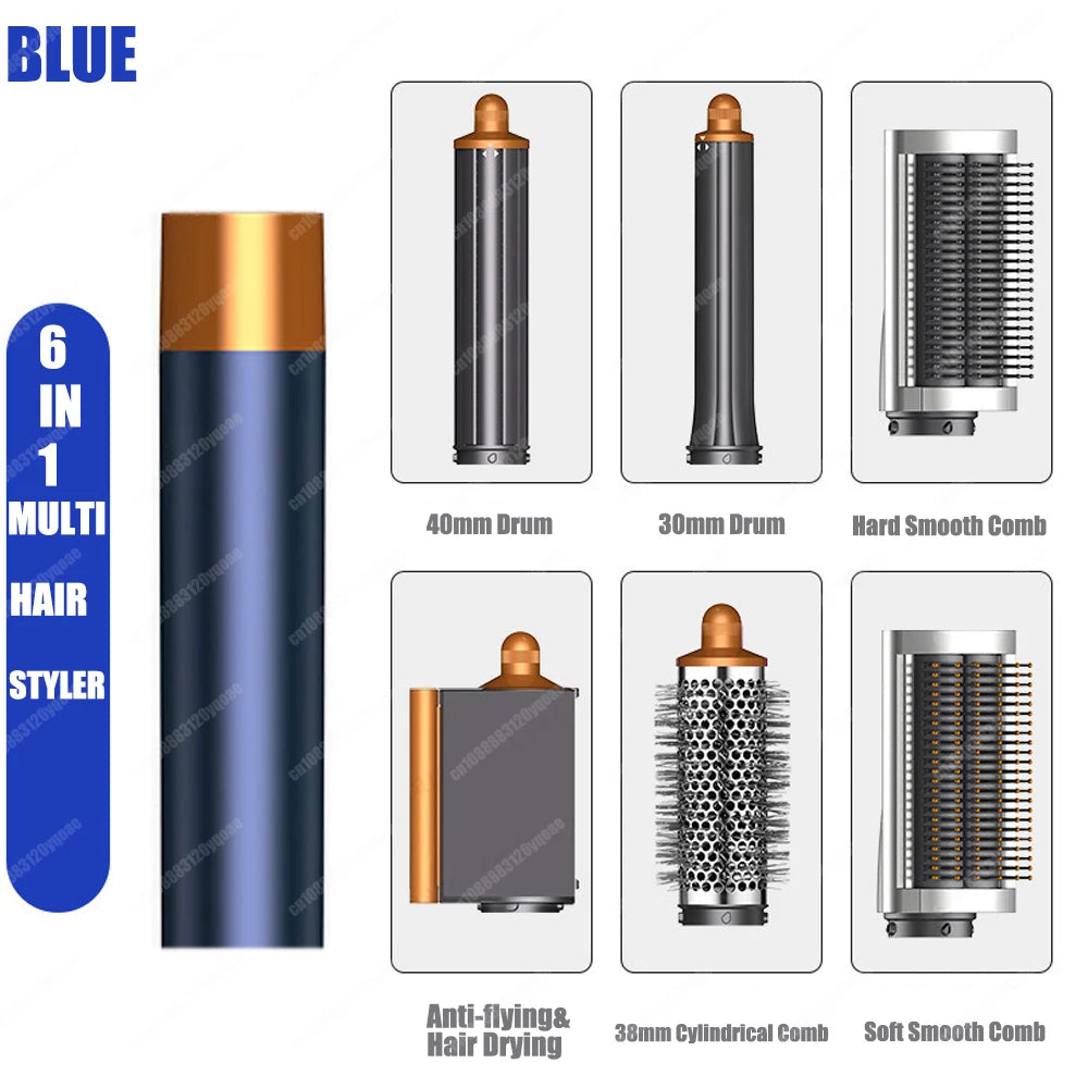 Hot Air Brush Auto-Curling 6 in1 Professional Multi Hair Styler Wrap Iron Straightener Hair Brush Curly Hair Dryer With Nozzles