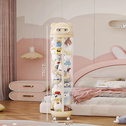 Large Transparent Toy Storage Bucket with Wheels – Kids’ Plush Organizer