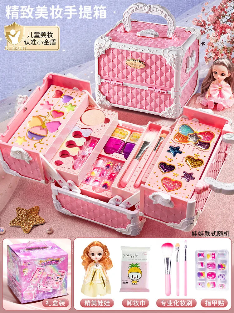 Kids Washable Makeup Girl Toys - Kids Makeup Kit for Girl, Real Make Up Set, Little Girls Makeup Kit for Toddler Kid Children Pr
