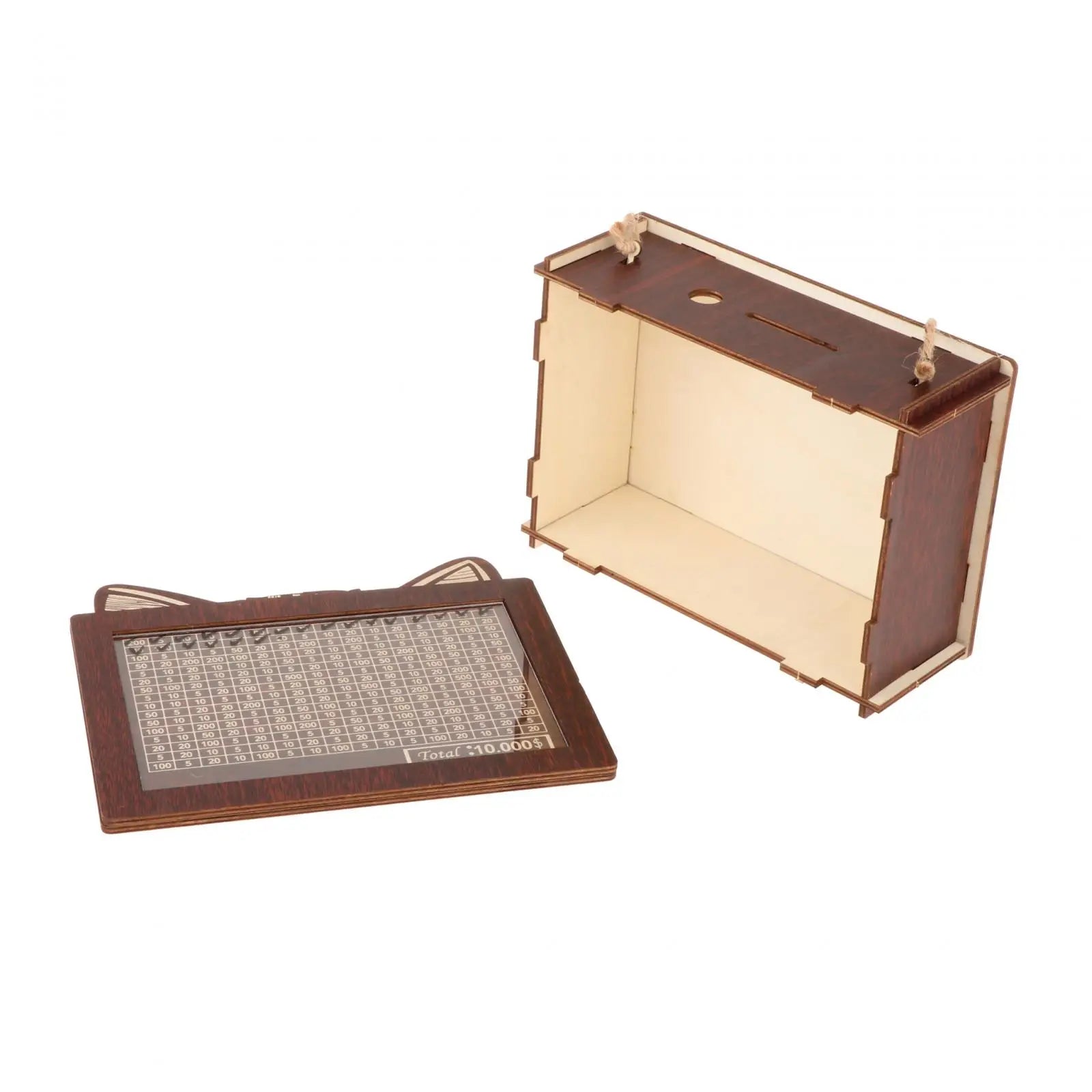 Piggy Bank with Marking Pen Money Box with Counter Wooden Money Box Money Jar Piggy Bank Savings Goal Cash Box Money Saving Cha