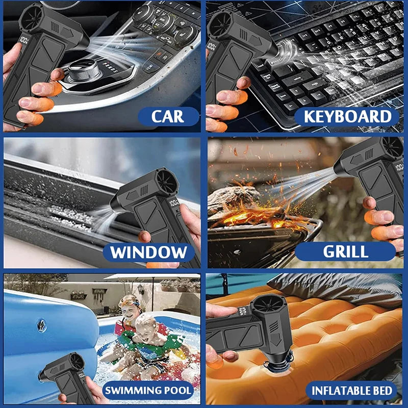 2026 New Electric Turbo Jet Fan 1000000 RPM Brushless Motor Turbo Violent Fan USB Rechargeable Powerful Dust Blower 8000mah