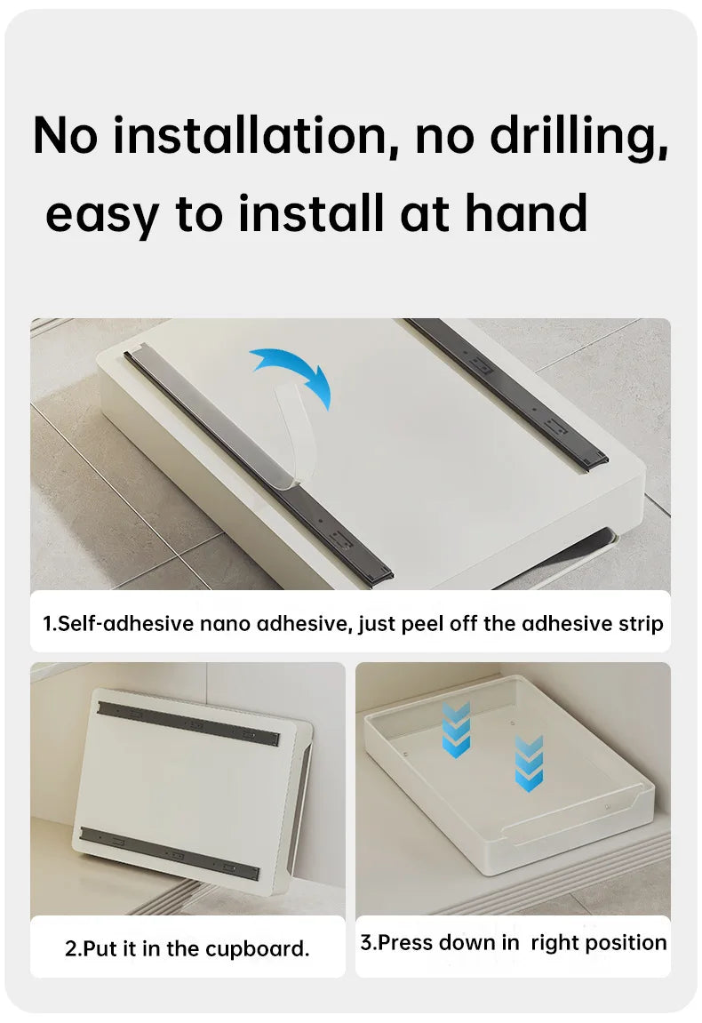 Kitchen Storage metal holdetr with Slide Rails Pull-out Drawer Storage Tray Spice Storage Rack Cabinets Organizer