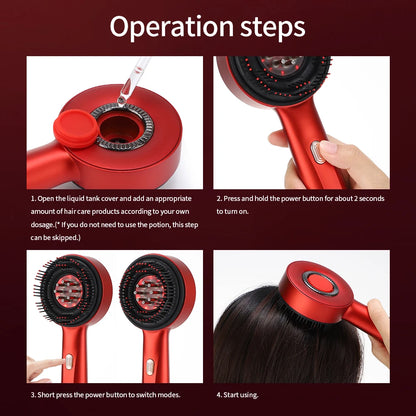 Electric Vibration Scalp Massager & Advanced Red Light Hair Growth Brush