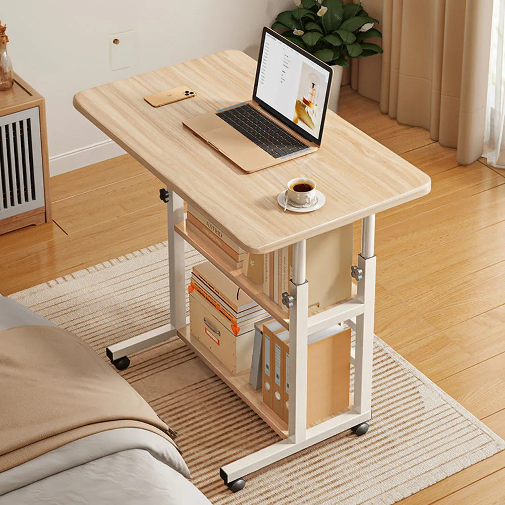 Height Adjustable Mobile Table Overbed Desk with Wheels Multi Color