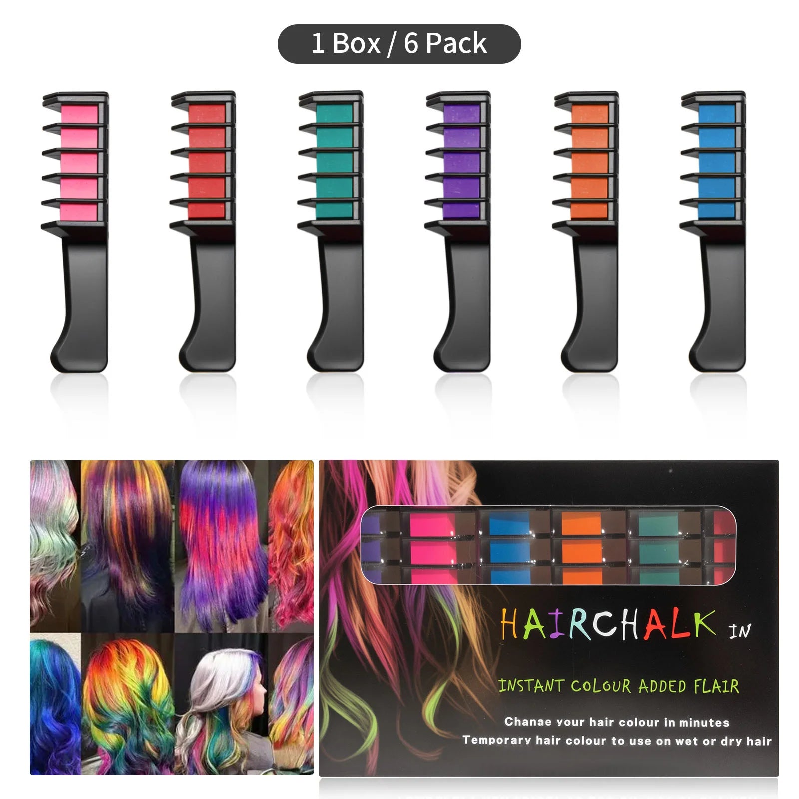 6/10PC Children S Hair Dye Comb Toy Set Girls Makeup Pretend Play Disposable Multi Color Hair Dye Outfit Role Playing Prop Set