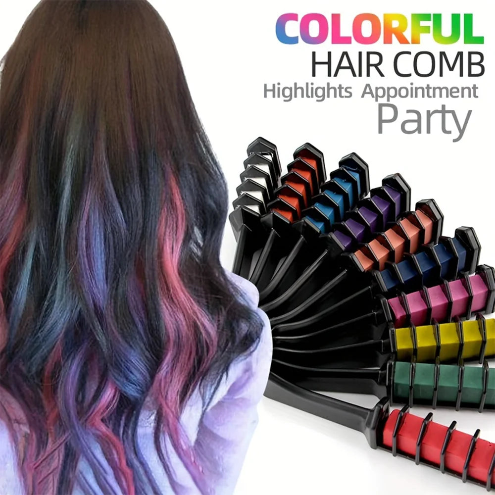 6/10PC Children S Hair Dye Comb Toy Set Girls Makeup Pretend Play Disposable Multi Color Hair Dye Outfit Role Playing Prop Set