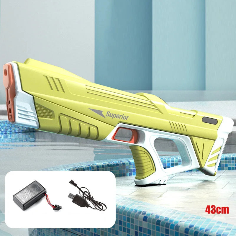 43cm Full Electric Automatic Water Storage Gun Toys Portable Children Summer Beach Outdoor Fight Fantasy Toys for Boys Kids Game
