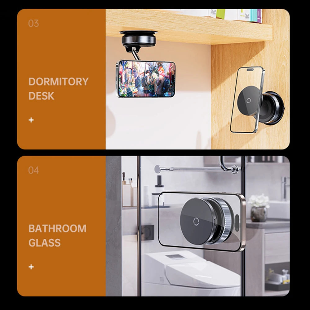 360 degree Rotation Foldable Magnetic Phone Holder, Vacuum Suction Cup Wireless Charger, Portable Universal Mount for Car, Gym