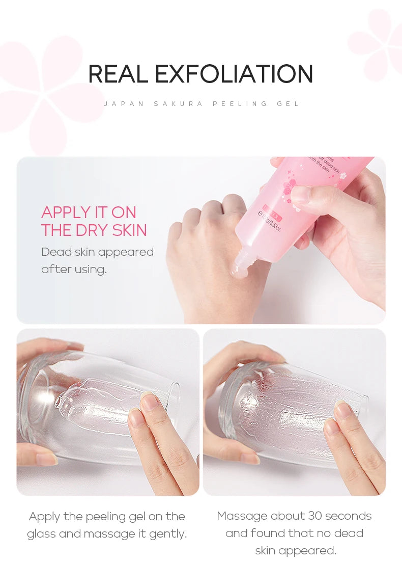 LAIKOU Japan Sakura Peeling Gel Gentle Exfoliating Dead Skin Remover Brightening Face Scrub