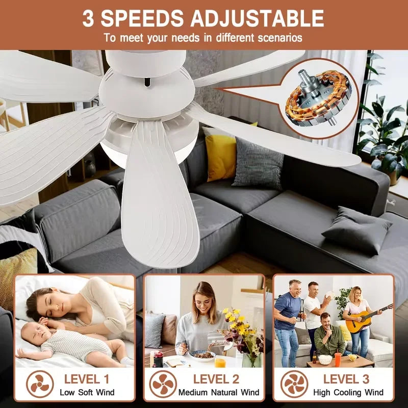 30W White Multifunctional Flower Shaped Ceiling Fan Light with Remote Dimming Function Suitable for Living Room Study ＆ Home Use