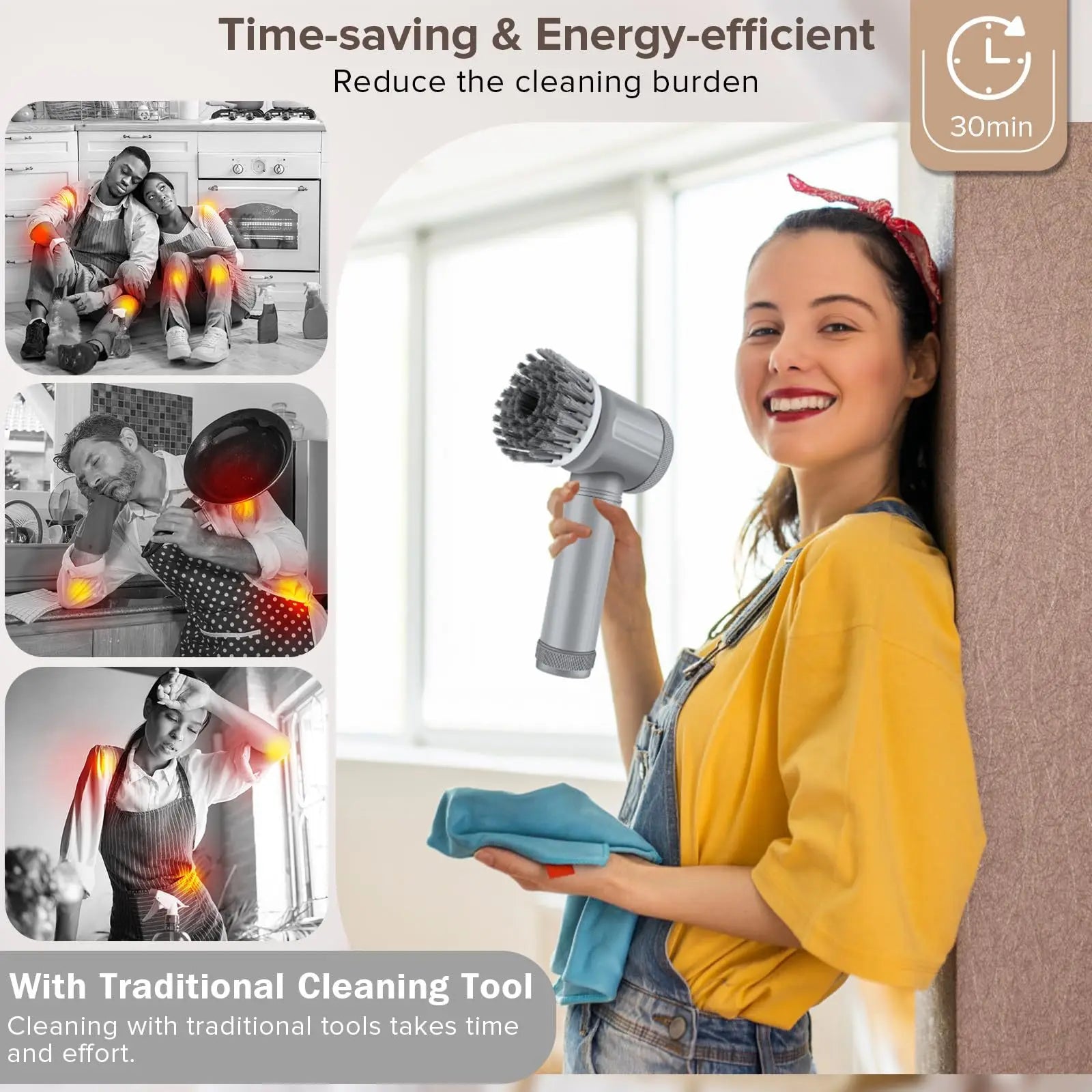 Spin Scrubber Electric Rechargeable with 5-in-1 Brush Heads
