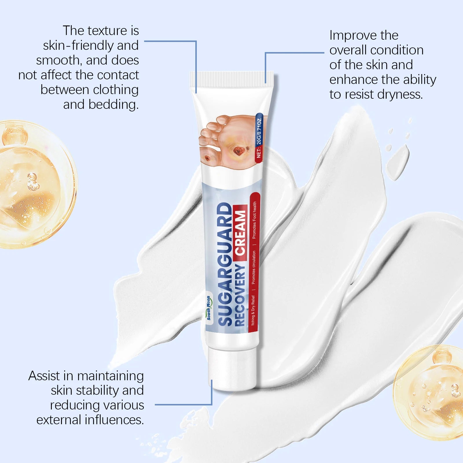 Diabetic Foot Cream Soothes Discomfort Relief Feet Ulceration Stabilizes Blood Sugar Level Health Diabetics Treatment Ointment