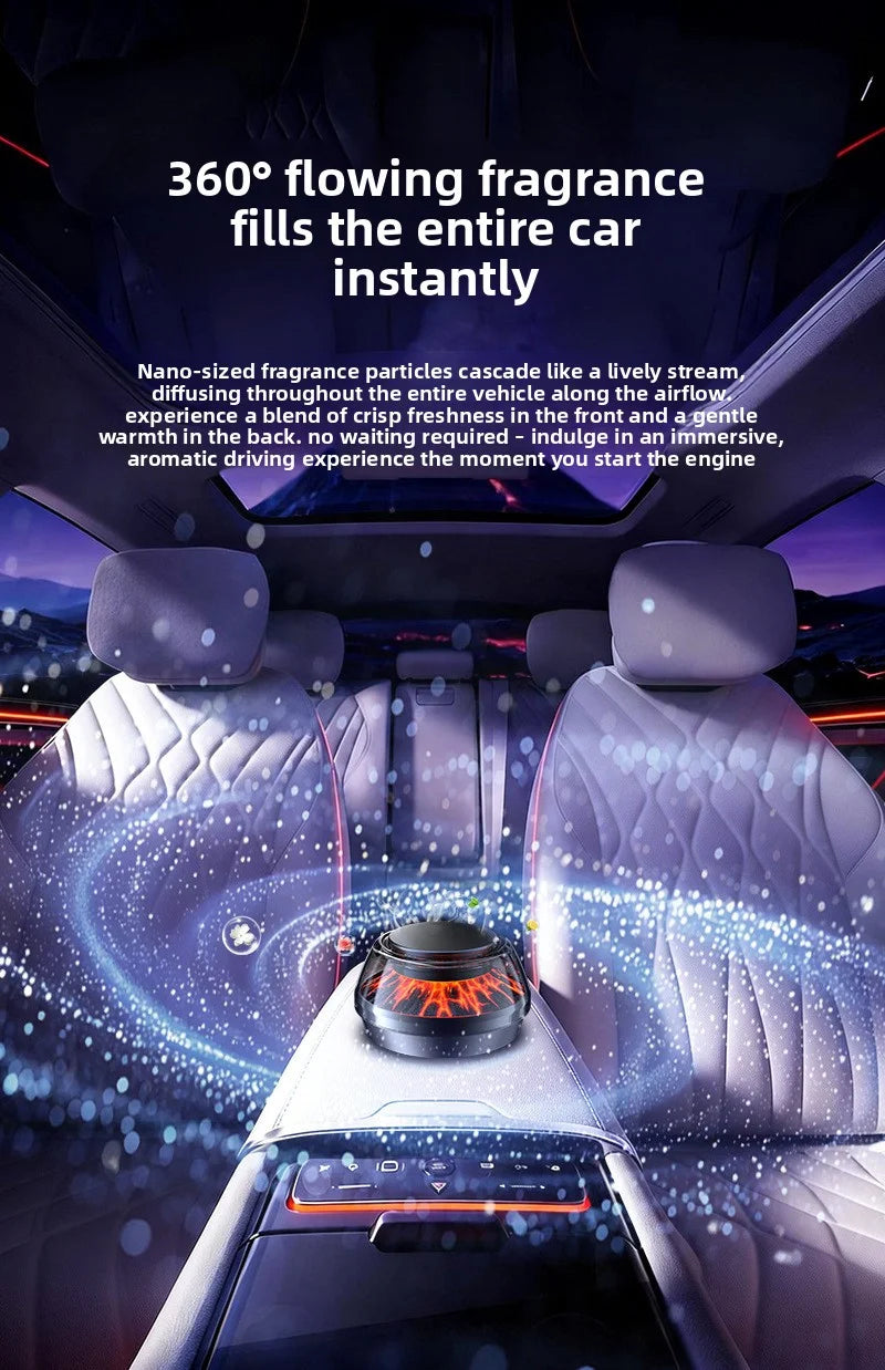 360° View Mirror Mount Volcanic Iceberg Car Diffuser - Air Purifying, Solar Powered, Forest & Floral Scents, Elegant Auto Decor