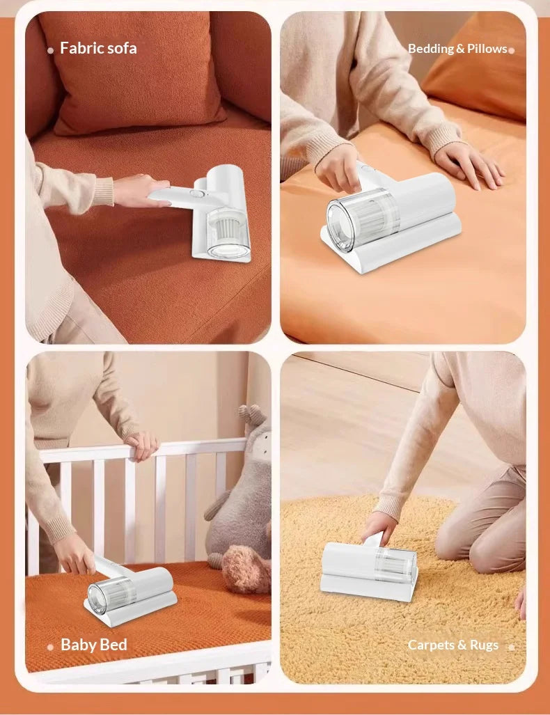 UV-C Sterilizing Cordless Handheld Vacuum, HEPA Filtration & Warm Air Dryer, Efficient Dust Mite Cleaner for Bedding, Sofa