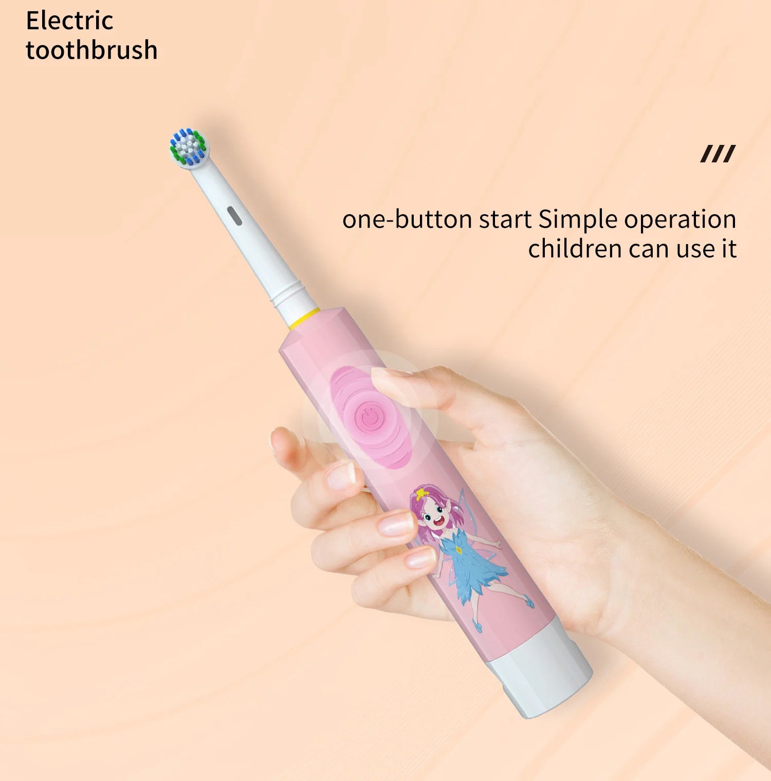 Kids Electric Toothbrush Soft Bristle Colorful Cartoon Rounded Vibrate Heads Teeth Brush Gum Care Battery Power 3-15 Years Old