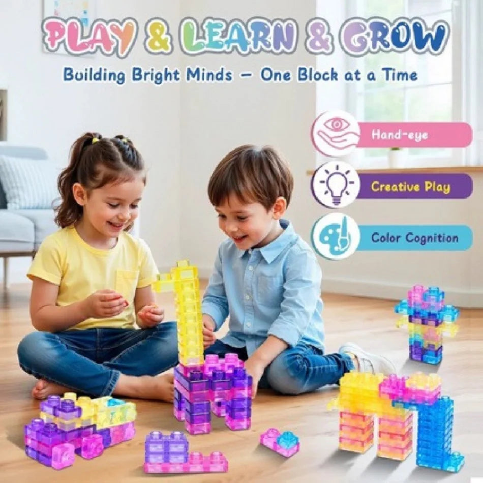 40PCS Magic Gummy Bloc Soft Building Blocks for Kids, Food-Grade TPE Sensory Stacking Toys, Transparent Jelly Bricks, Educationa