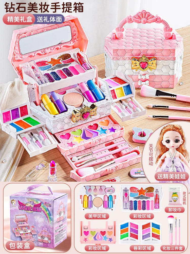 Kids Washable Makeup Girl Toys - Kids Makeup Kit for Girl, Real Make Up Set, Little Girls Makeup Kit for Toddler Kid Children Pr