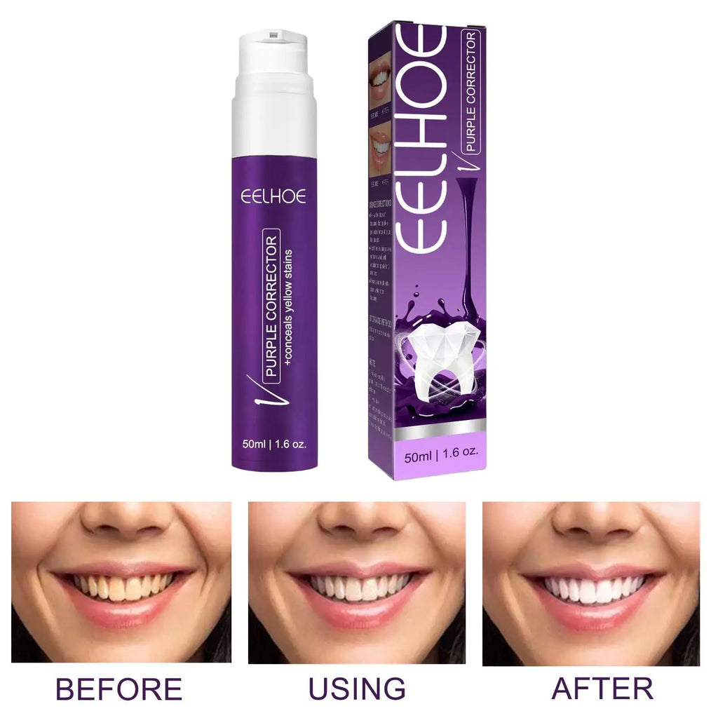 Purple Whitening Toothpaste Brightness Reduce Yellowing Teeth Whitening Colour Corrector Correct Yellow 50ml for Sensitive Teeth