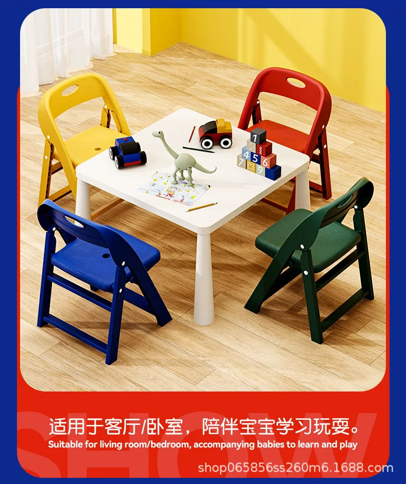 Folding Back Chair Small Bench Household Children's Non-slip Stool Thickened Living Room Shoe Changing Stool Kindergarten Chair
