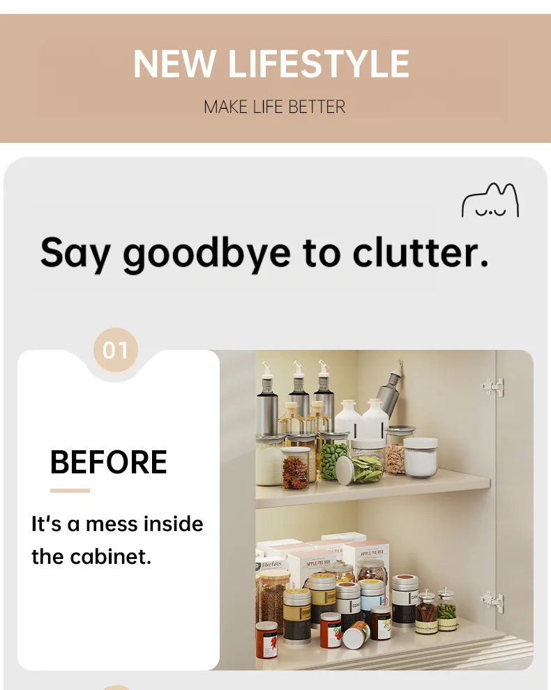 Kitchen Storage metal holdetr with Slide Rails Pull-out Drawer Storage Tray Spice Storage Rack Cabinets Organizer