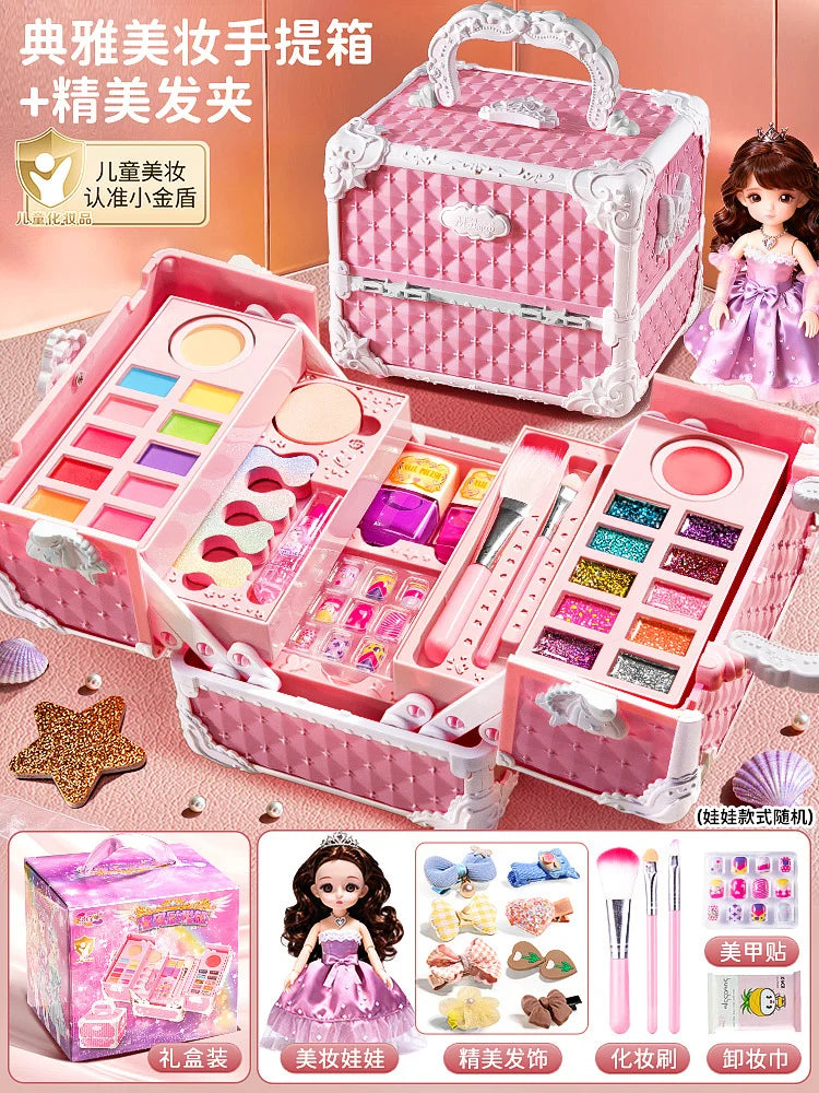 Kids Washable Makeup Girl Toys - Kids Makeup Kit for Girl, Real Make Up Set, Little Girls Makeup Kit for Toddler Kid Children Pr