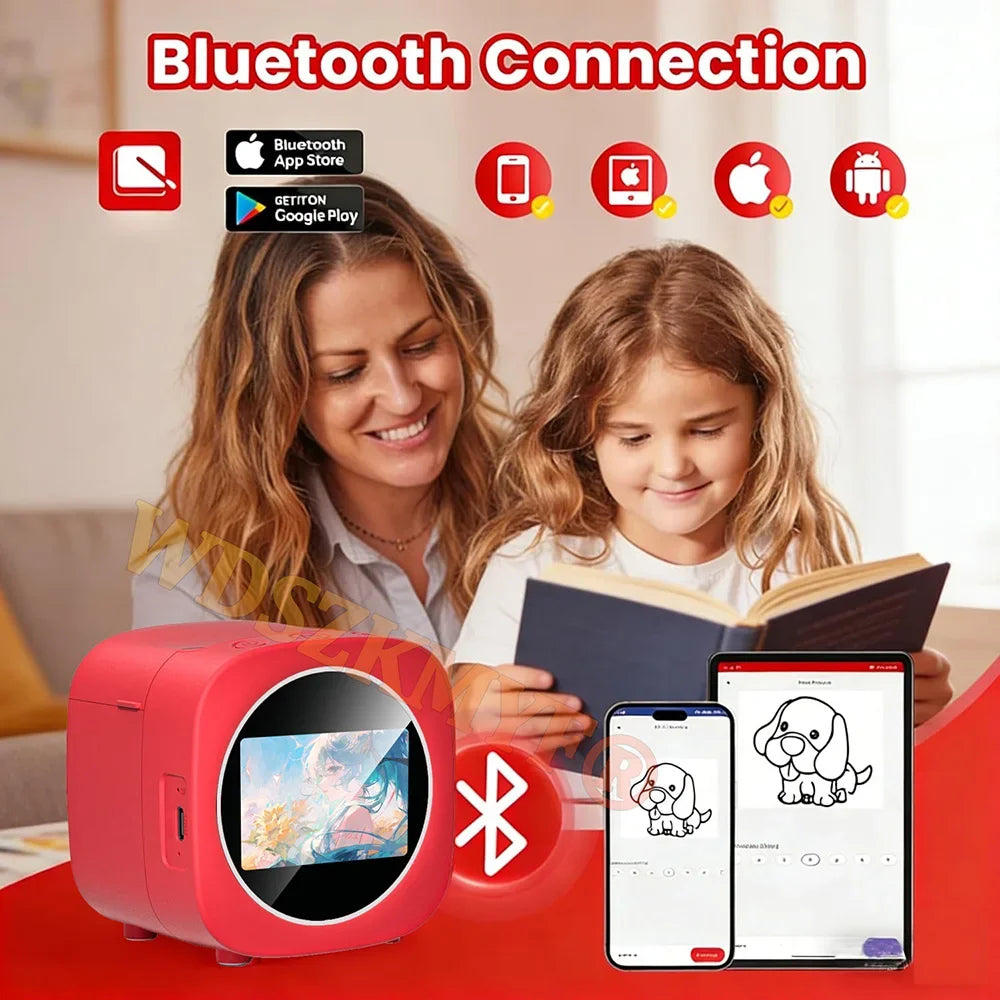 New AI Sticker Box AI Voice Activated Sticker Maker for Kids Instant Inkless Thermal Printer with Push-to-Talk Image Generation
