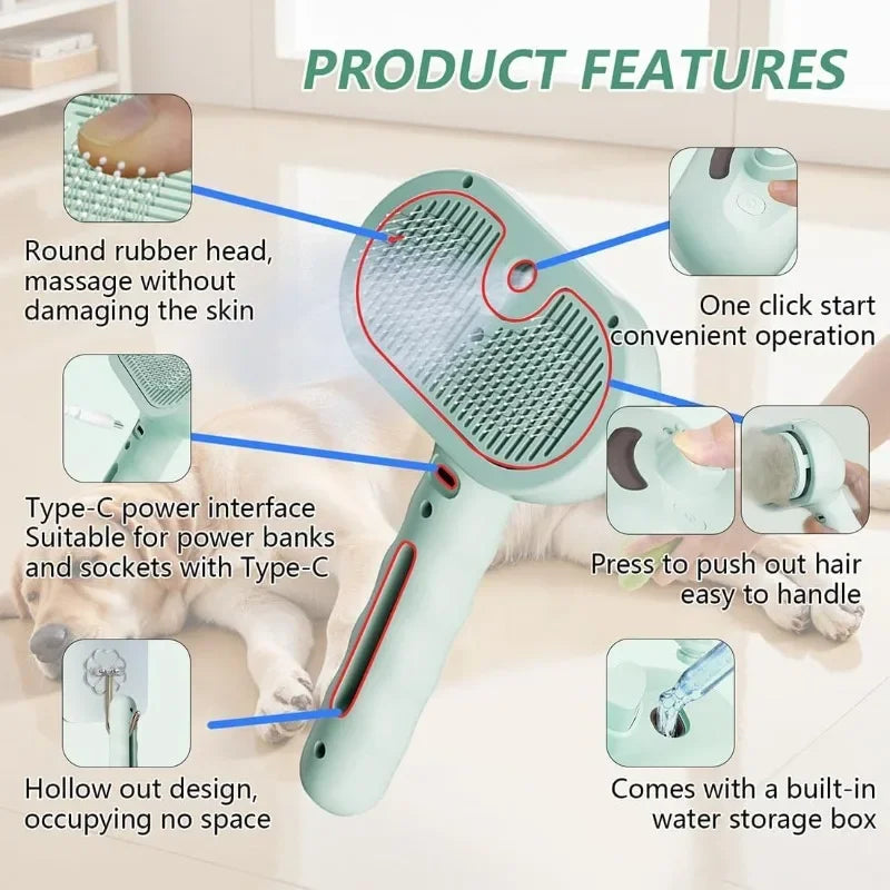 Pet Spray Hair Comb Professional Electric Hair Straightener Comb Brush For Cat Pet