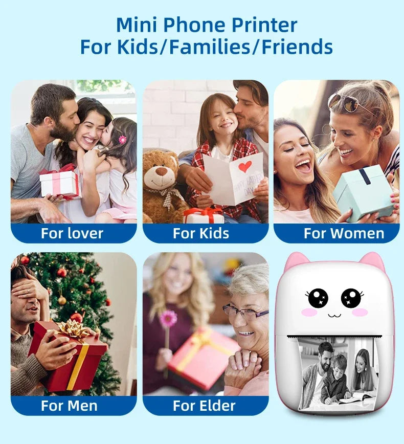 Mini Cat Bluetooth Thermal Printer – Pocket Photo & Label Printer (58mm)