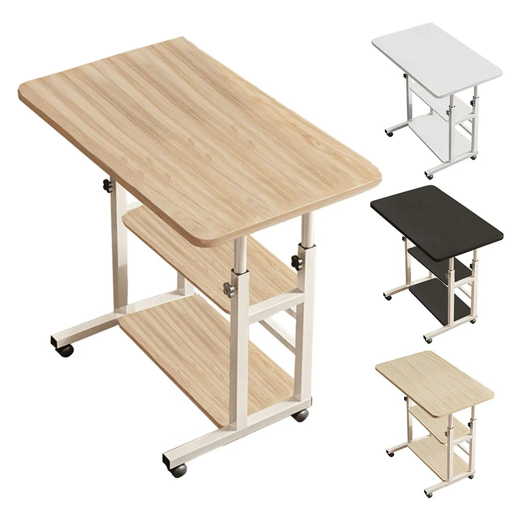 Height Adjustable Mobile Table Overbed Desk with Wheels Multi Color
