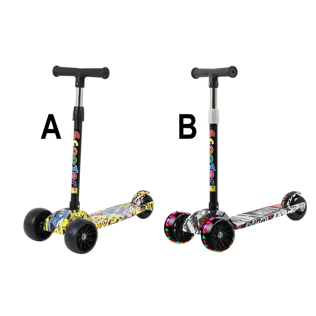 Kids Scooter 3 Wheels Folding Foot Scooters LED Shine Balance Bike Adjustable Height Skateboard Kick Scooter for Kids Sport Toy