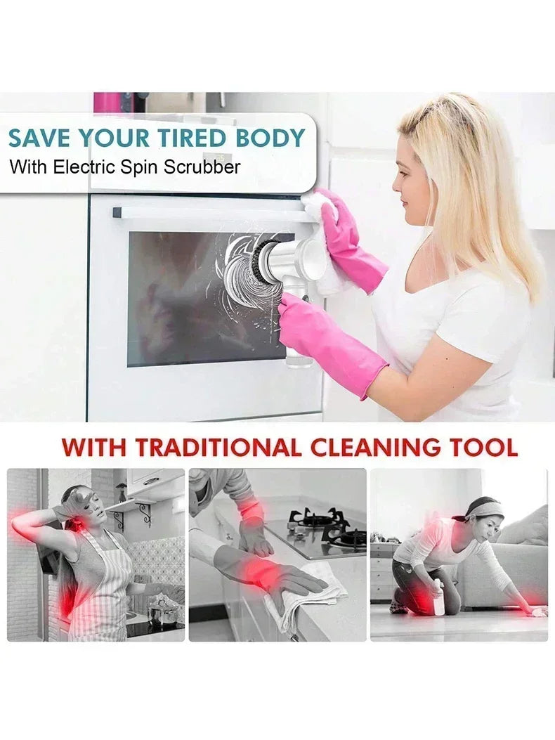 Spin Scrubber Electric Rechargeable with 5-in-1 Brush Heads