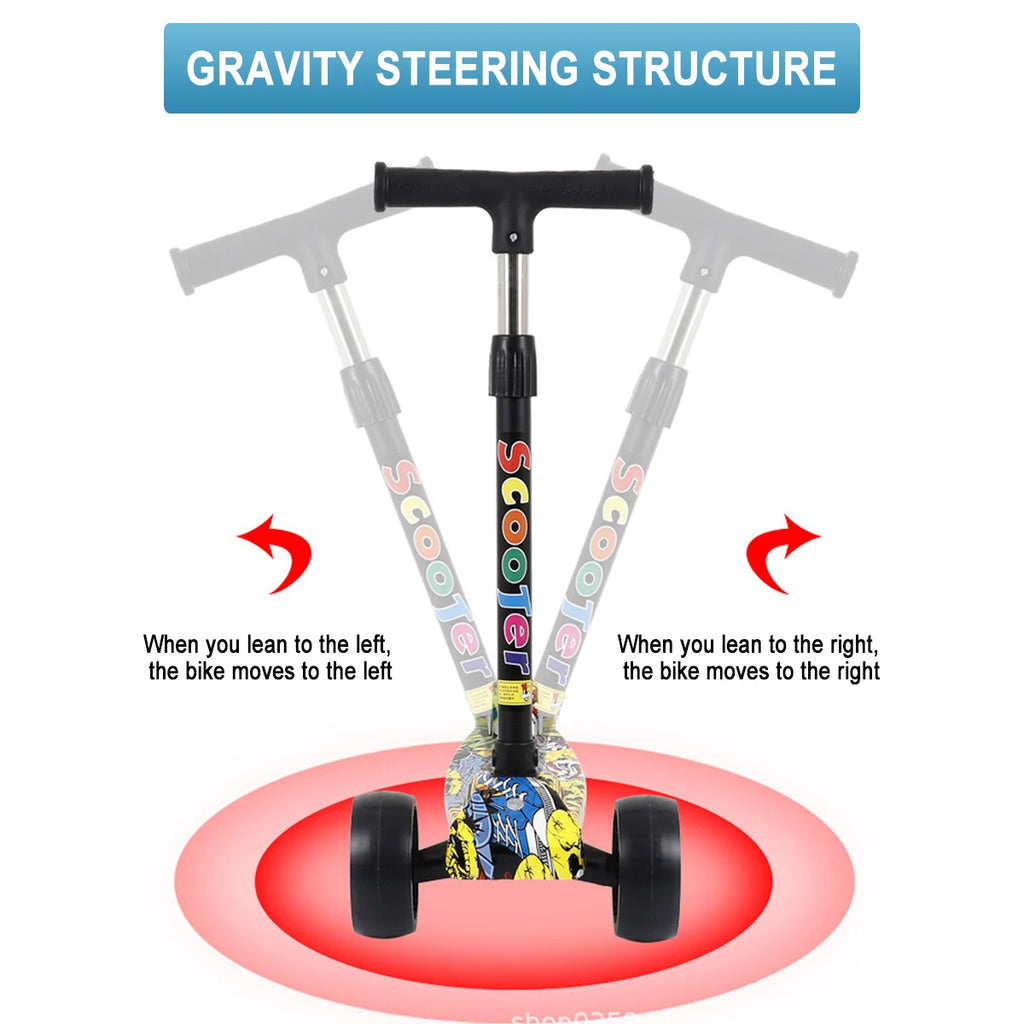 Kids Scooter 3 Wheels Folding Foot Scooters LED Shine Balance Bike Adjustable Height Skateboard Kick Scooter for Kids Sport Toy
