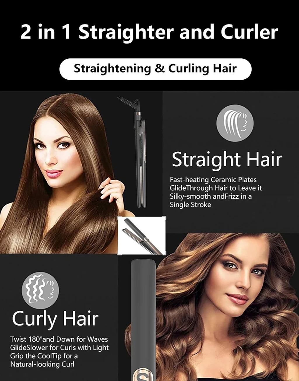 Professional Hair Straightener Curling Iron Ceramic Plate Negative Ion Plate Even
