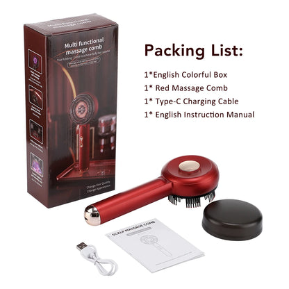 Electric Vibration Scalp Massager & Advanced Red Light Hair Growth Brush