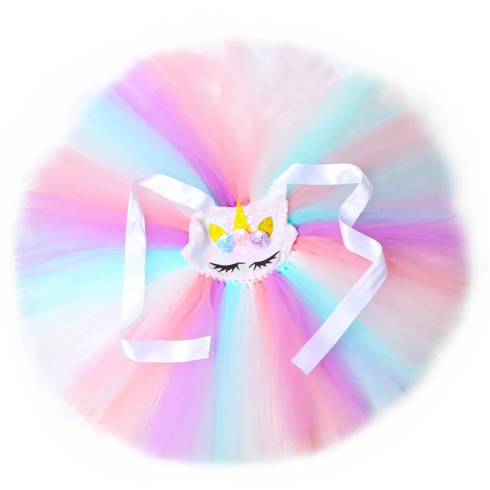 Sequins Girls Unicorn Tutu Dress Costume Flower Girls Tulle Princess Dress Toddler Kids Halloween Birthday Party Dress Up Outfit