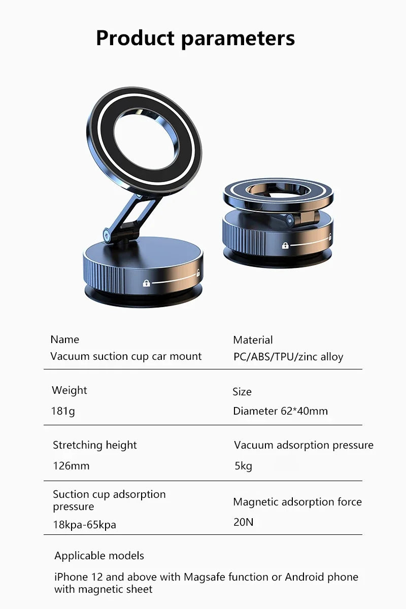 Phone Holder 360°Rotation Magnetic Car Mechanical Stand Vacuum Suction Cup Adsorption Bracket Navigation Universal Holder