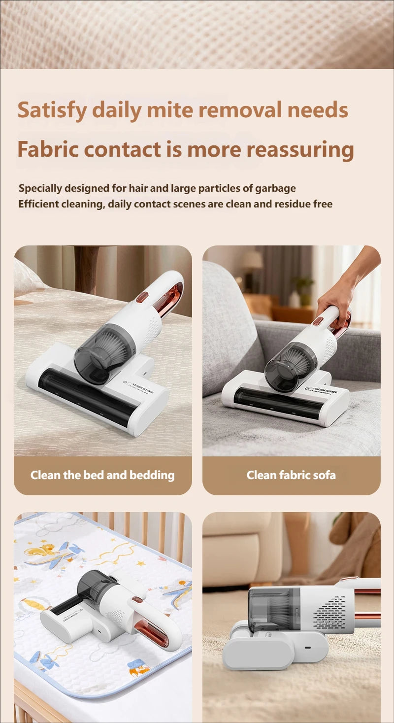 Portable Wireless Handheld Household Vacuum Cleaner Powerful UV HEPA Filter Mite Remover