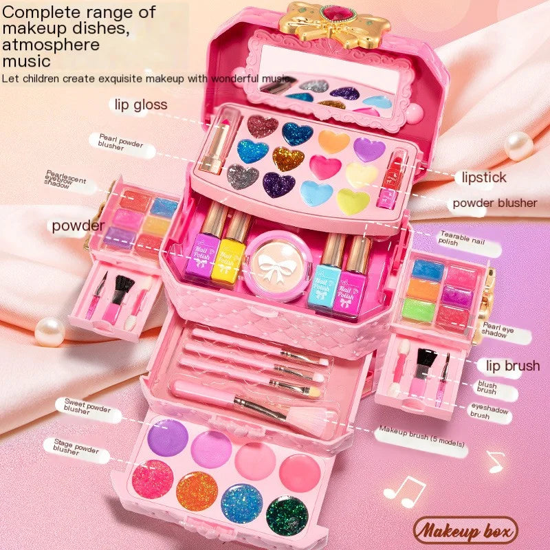 Kids Washable Makeup Girl Toys - Kids Makeup Kit for Girl, Real Make Up Set, Little Girls Makeup Kit for Toddler Kid Children Pr