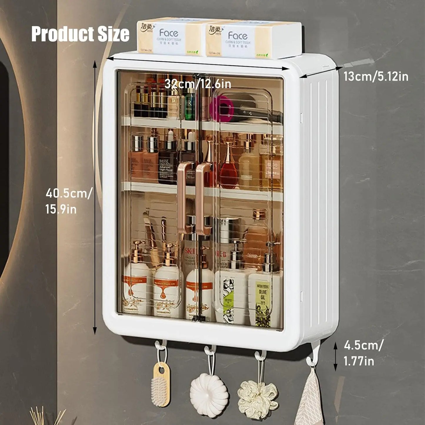 Wall-Mounted Bathroom Storage Cabinet – Double Door Medicine Shelf