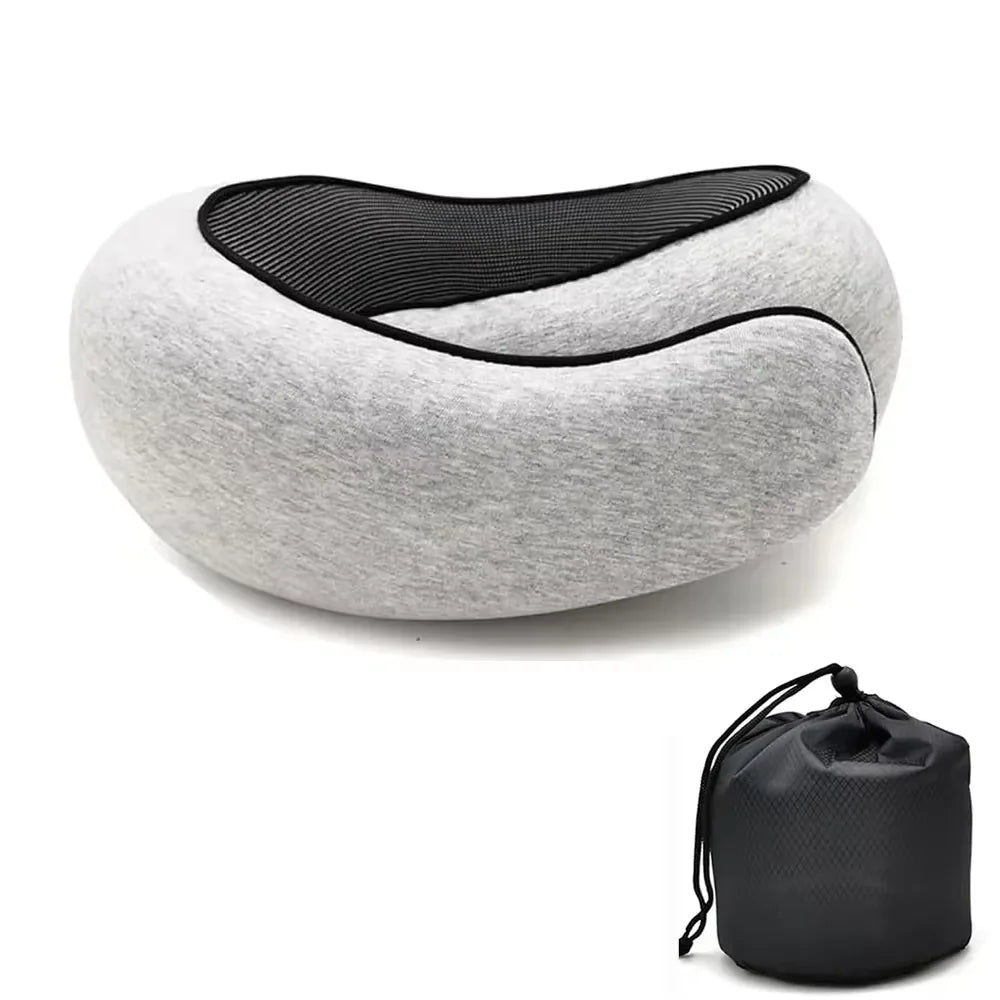 Memory Foam Neck Pillow – U-Shaped Ergonomic Travel Pillow with Adjustable Support for Airplane, Car